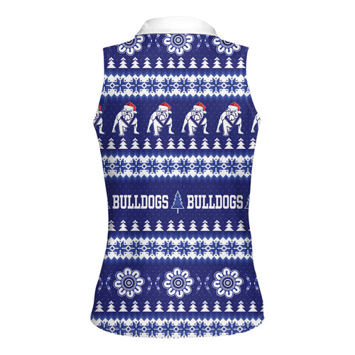 Bulldogs Rugby Christmas Women Sleeveless Polo Shirt Aboriginal Seamless Cardigan Inspired
