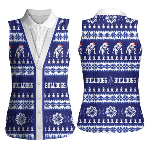 Bulldogs Rugby Christmas Women Sleeveless Polo Shirt Aboriginal Seamless Cardigan Inspired