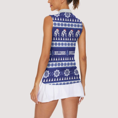 Bulldogs Rugby Christmas Women Sleeveless Polo Shirt Aboriginal Seamless Cardigan Inspired