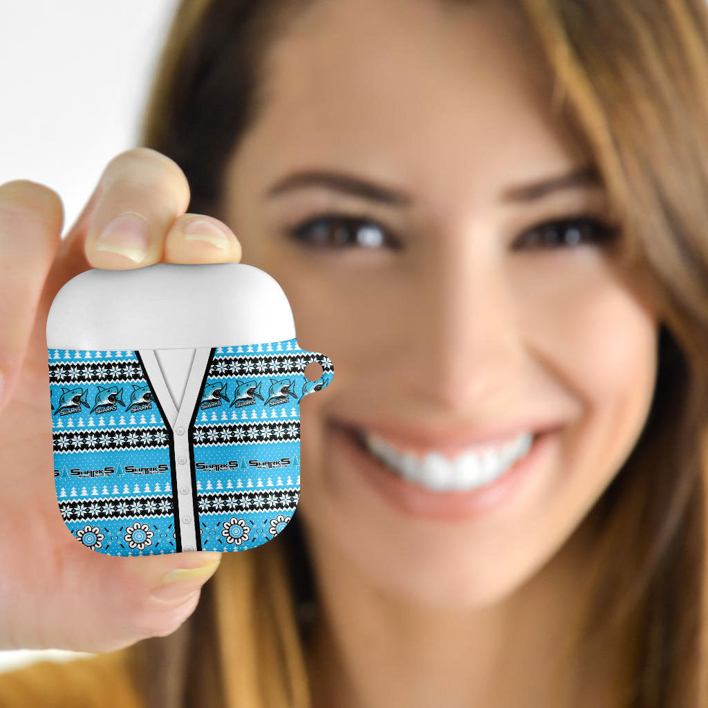 Sharks Rugby Christmas AirPods Case Aboriginal Seamless Cardigan Inspired