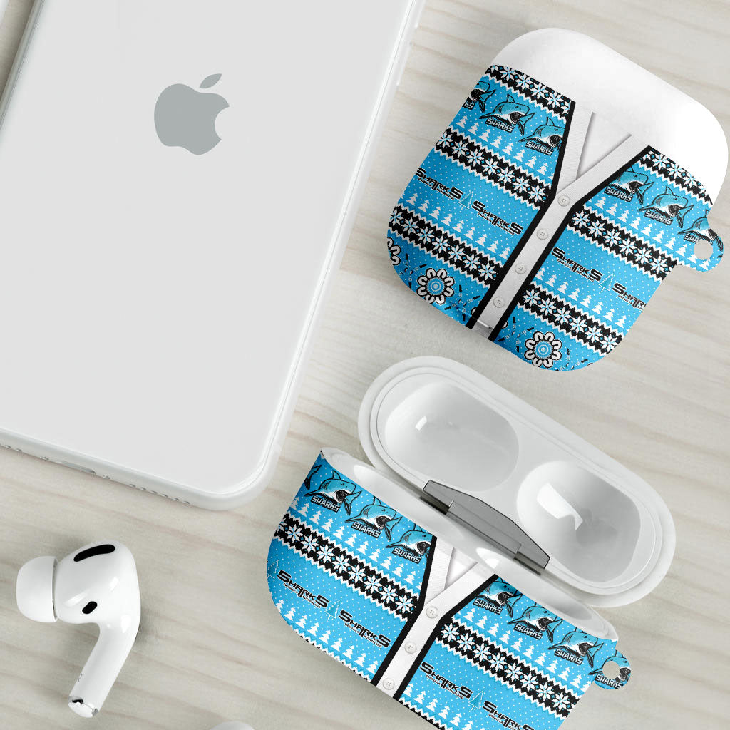 Sharks Rugby Christmas AirPods Case Aboriginal Seamless Cardigan Inspired