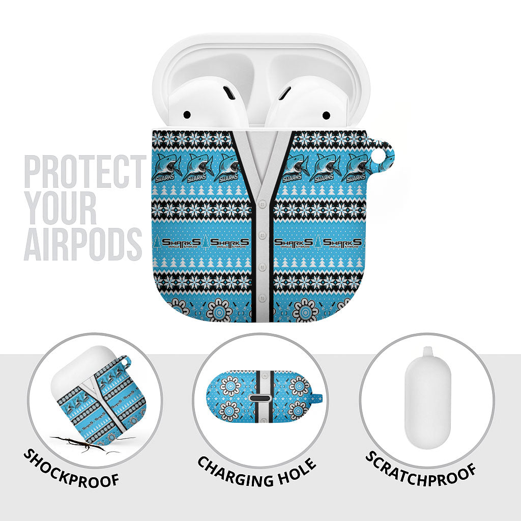 Sharks Rugby Christmas AirPods Case Aboriginal Seamless Cardigan Inspired