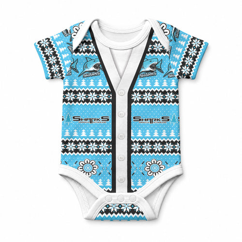 Sharks Rugby Christmas Baby Onesie Aboriginal Seamless Cardigan Inspired