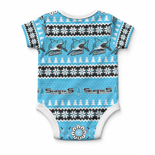 Sharks Rugby Christmas Baby Onesie Aboriginal Seamless Cardigan Inspired