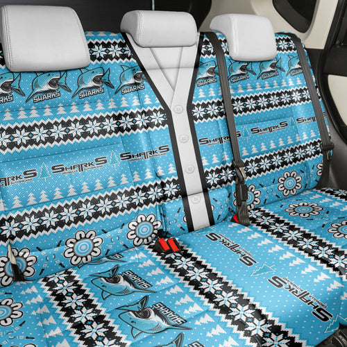 Sharks Rugby Christmas Back Car Seat Cover Aboriginal Seamless Cardigan Inspired