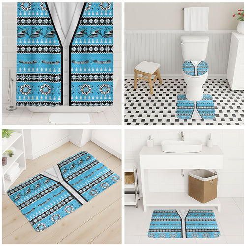 Sharks Rugby Christmas Bathroom Set Aboriginal Seamless Cardigan Inspired