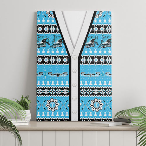 Sharks Rugby Christmas Canvas Wall Art Aboriginal Seamless Cardigan Inspired