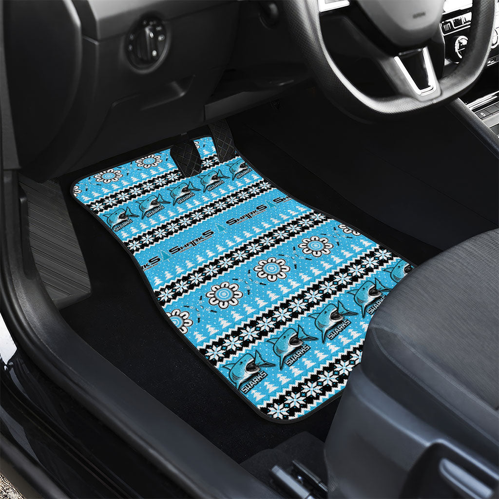 Sharks Rugby Christmas Car Mats Aboriginal Seamless Cardigan Inspired