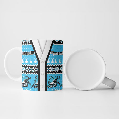 Sharks Rugby Christmas Ceramic Mug Aboriginal Seamless Cardigan Inspired