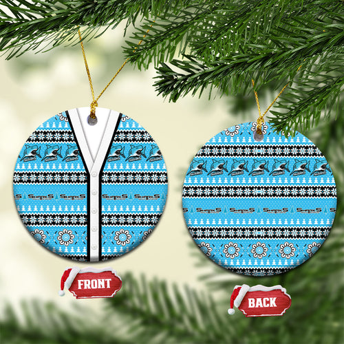 Sharks Rugby Christmas Ceramic Ornament Aboriginal Seamless Cardigan Inspired