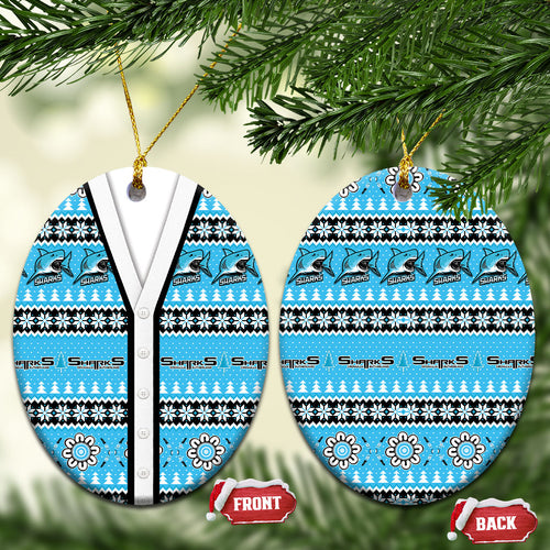 Sharks Rugby Christmas Ceramic Ornament Aboriginal Seamless Cardigan Inspired