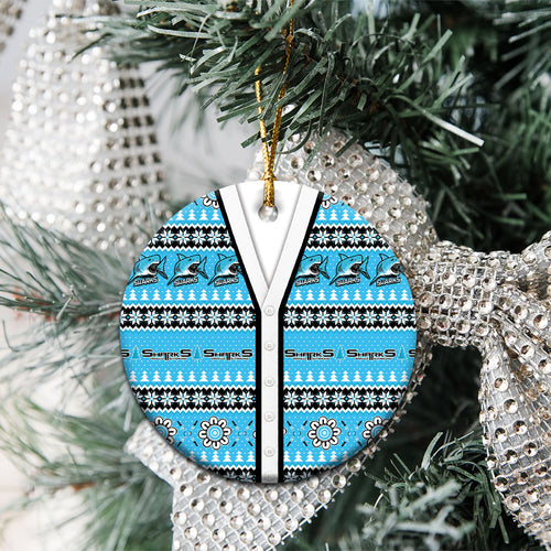 Sharks Rugby Christmas Ceramic Ornament Aboriginal Seamless Cardigan Inspired