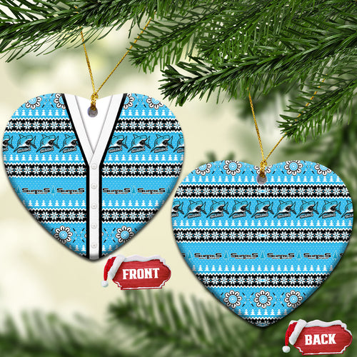 Sharks Rugby Christmas Ceramic Ornament Aboriginal Seamless Cardigan Inspired