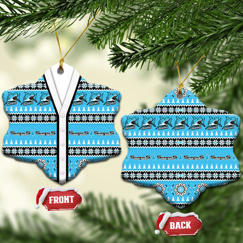 Sharks Rugby Christmas Ceramic Ornament Aboriginal Seamless Cardigan Inspired