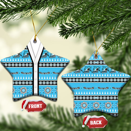 Sharks Rugby Christmas Ceramic Ornament Aboriginal Seamless Cardigan Inspired