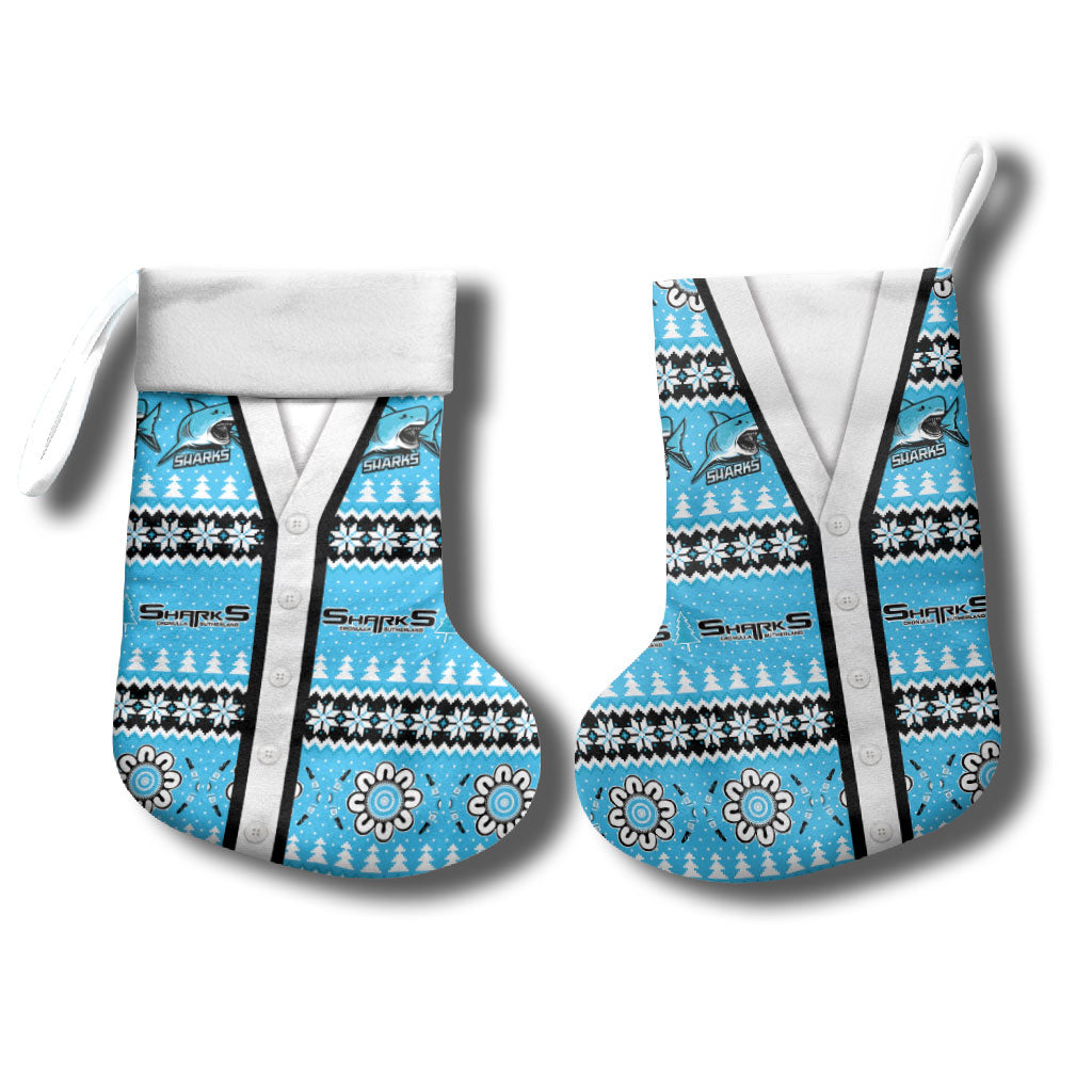 Sharks Rugby Christmas Stocking Aboriginal Seamless Cardigan Inspired