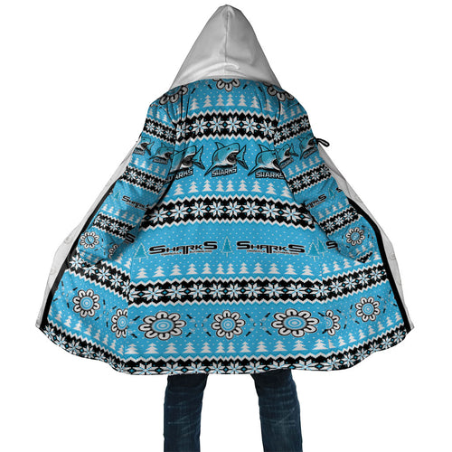 Sharks Rugby Christmas Cloak Aboriginal Seamless Cardigan Inspired