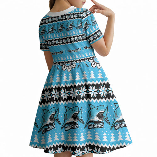 Sharks Rugby Christmas Kid Short Sleeve Dress Aboriginal Seamless Cardigan Inspired