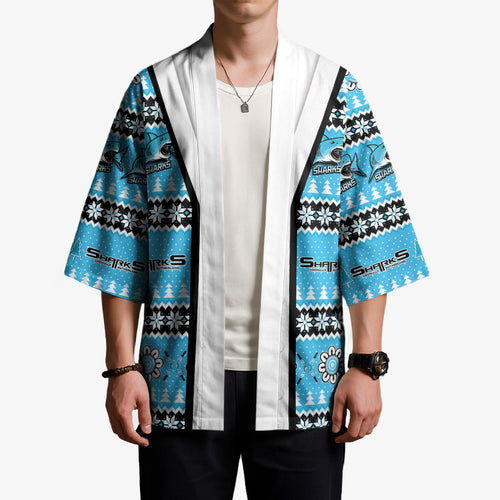Sharks Rugby Christmas Kimono Aboriginal Seamless Cardigan Inspired