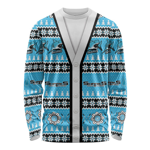 Sharks Rugby Christmas Long Sleeve Shirt Aboriginal Seamless Cardigan Inspired