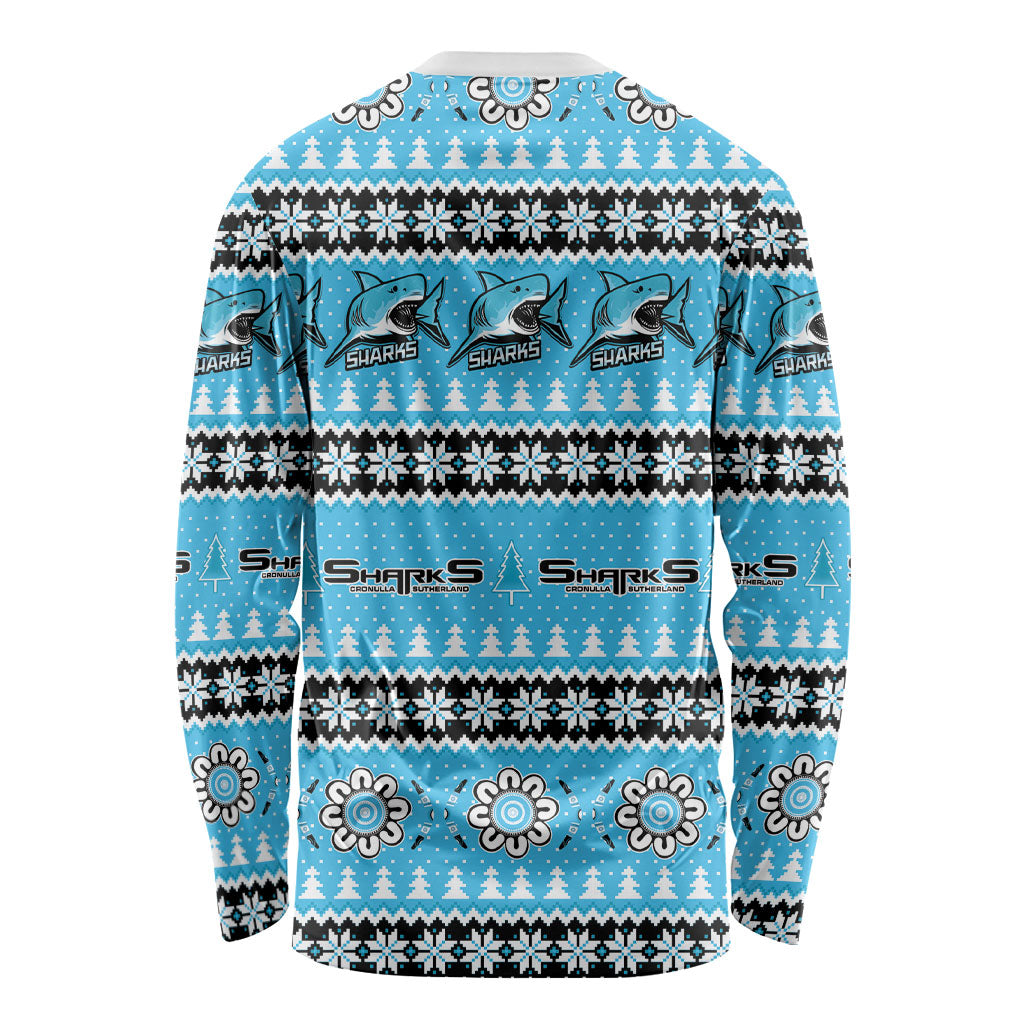 Sharks Rugby Christmas Long Sleeve Shirt Aboriginal Seamless Cardigan Inspired
