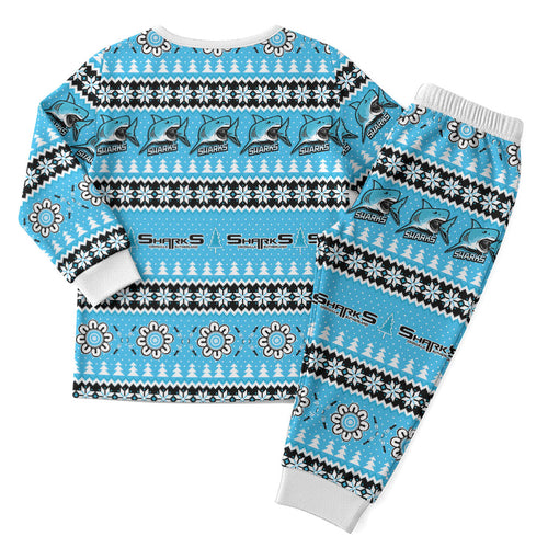 Sharks Rugby Christmas Pajama Set Aboriginal Seamless Cardigan Inspired