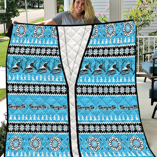 Sharks Rugby Christmas Quilt Aboriginal Seamless Cardigan Inspired