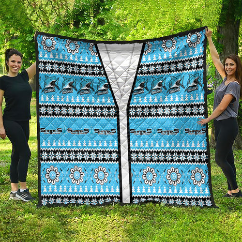 Sharks Rugby Christmas Quilt Aboriginal Seamless Cardigan Inspired
