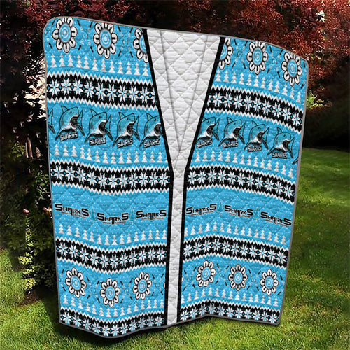 Sharks Rugby Christmas Quilt Aboriginal Seamless Cardigan Inspired