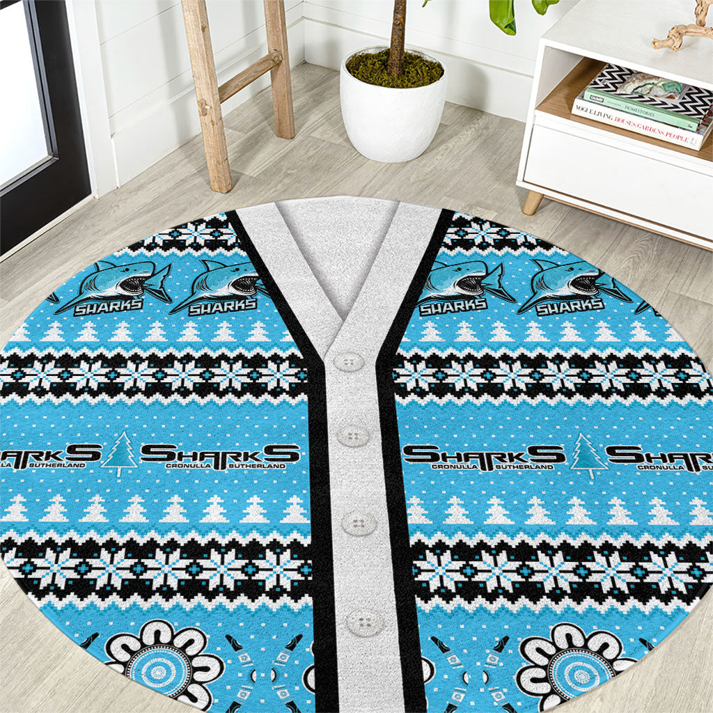 Sharks Rugby Christmas Round Carpet Aboriginal Seamless Cardigan Inspired