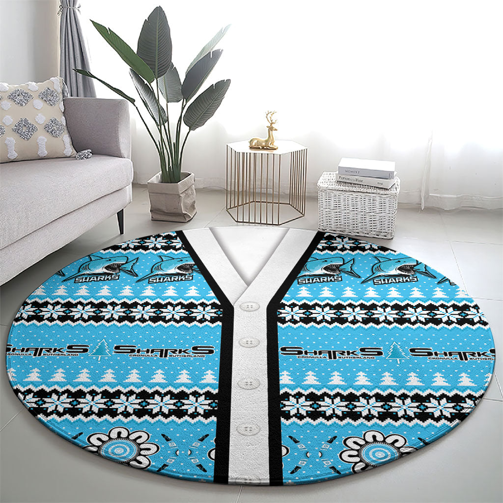 Sharks Rugby Christmas Round Carpet Aboriginal Seamless Cardigan Inspired