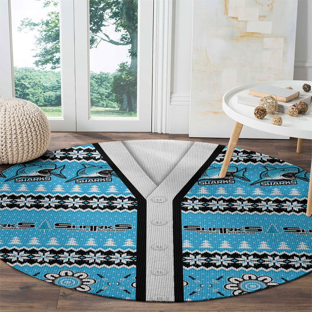 Sharks Rugby Christmas Round Carpet Aboriginal Seamless Cardigan Inspired