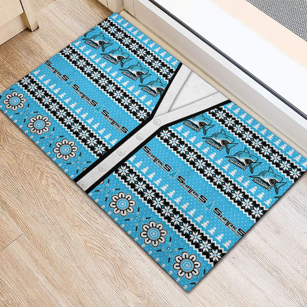 Sharks Rugby Christmas Rubber Doormat Aboriginal Seamless Cardigan Inspired