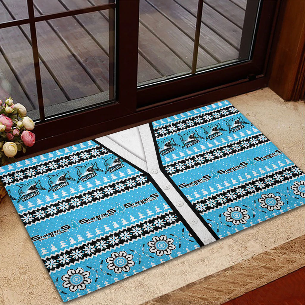 Sharks Rugby Christmas Rubber Doormat Aboriginal Seamless Cardigan Inspired
