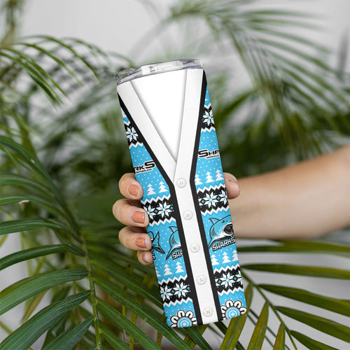 Sharks Rugby Christmas Skinny Tumbler Aboriginal Seamless Cardigan Inspired