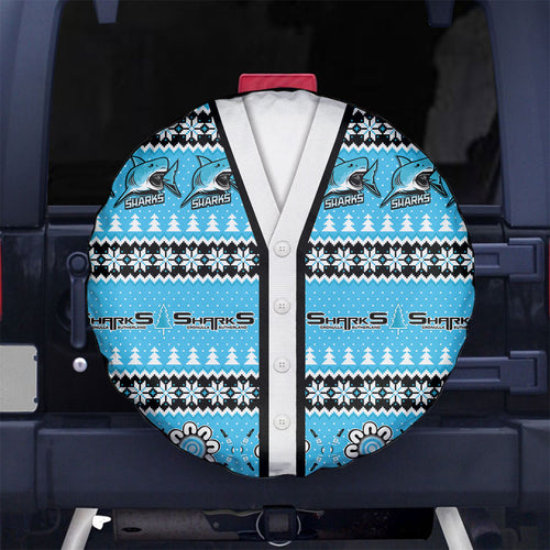 Sharks Rugby Christmas Spare Tire Cover Aboriginal Seamless Cardigan Inspired