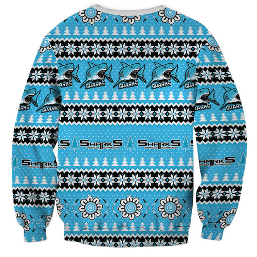 Sharks Rugby Christmas Sweatshirt Aboriginal Seamless Cardigan Inspired