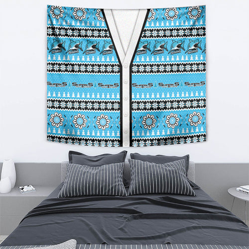 Sharks Rugby Christmas Tapestry Aboriginal Seamless Cardigan Inspired