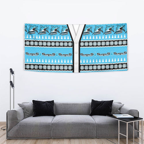 Sharks Rugby Christmas Tapestry Aboriginal Seamless Cardigan Inspired