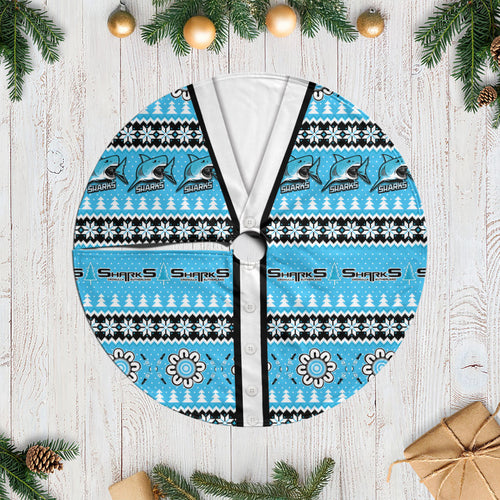 Sharks Rugby Christmas Tree Skirt Aboriginal Seamless Cardigan Inspired