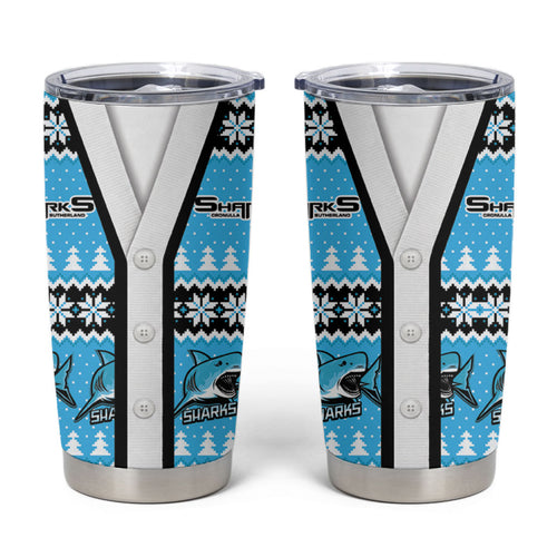 Sharks Rugby Christmas Tumbler Cup Aboriginal Seamless Cardigan Inspired
