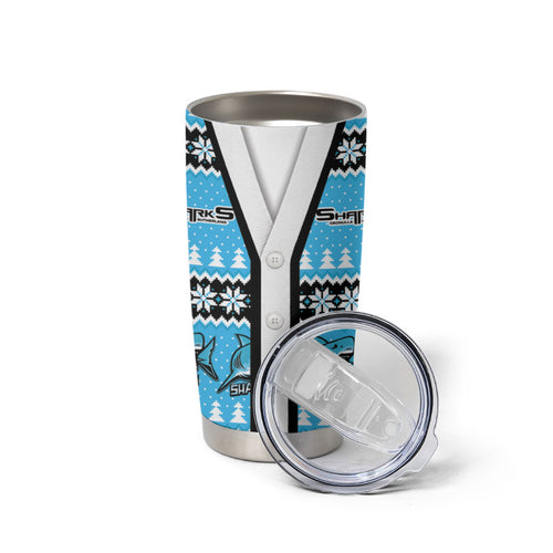 Sharks Rugby Christmas Tumbler Cup Aboriginal Seamless Cardigan Inspired