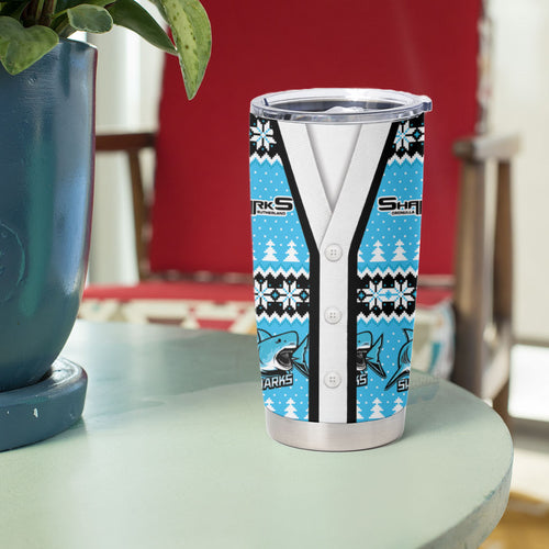 Sharks Rugby Christmas Tumbler Cup Aboriginal Seamless Cardigan Inspired