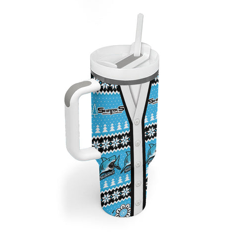 Sharks Rugby Christmas Tumbler With Handle Aboriginal Seamless Cardigan Inspired