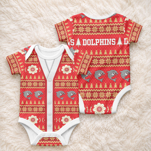 Dolphins Rugby Christmas Baby Onesie Aboriginal Seamless Cardigan Inspired