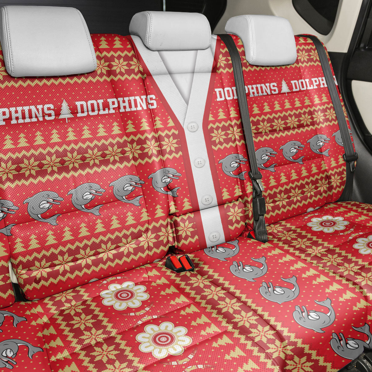 Dolphins Rugby Christmas Back Car Seat Cover Aboriginal Seamless Cardigan Inspired