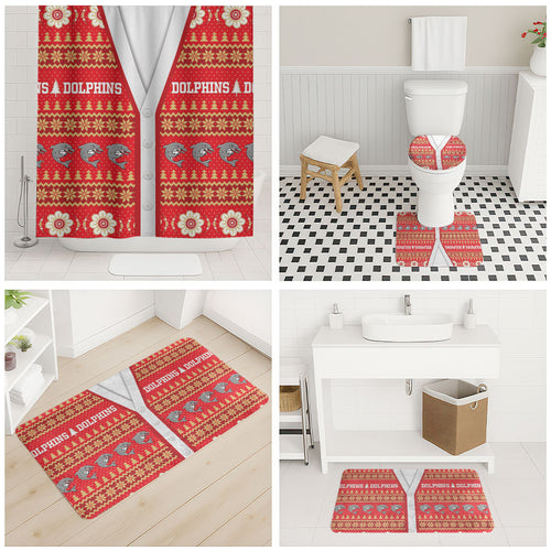 Dolphins Rugby Christmas Bathroom Set Aboriginal Seamless Cardigan Inspired