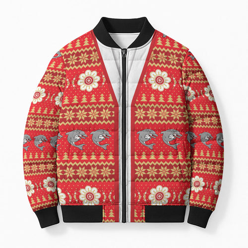 Dolphins Rugby Christmas Bomber Puffer Jacket Aboriginal Seamless Cardigan Inspired