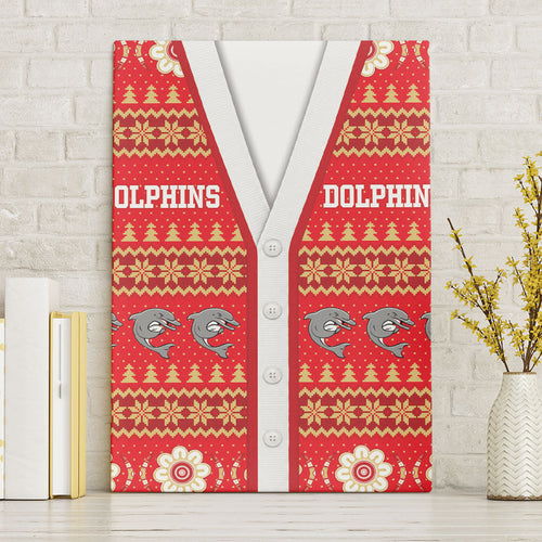 Dolphins Rugby Christmas Canvas Wall Art Aboriginal Seamless Cardigan Inspired