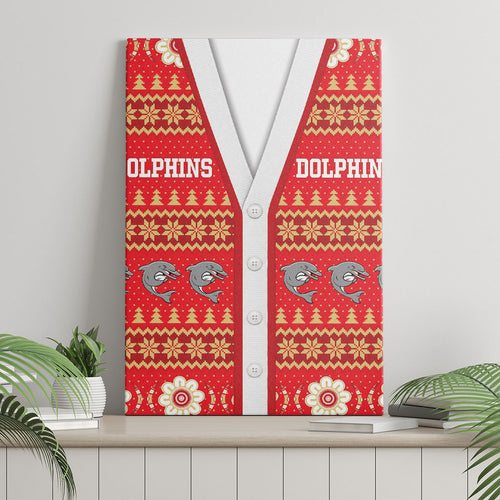 Dolphins Rugby Christmas Canvas Wall Art Aboriginal Seamless Cardigan Inspired